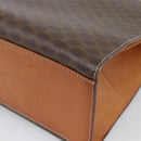 CELINE Macadam Canvas Hand Bag PVC Leather Brown Gold Auth mr2642-17
