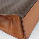 CELINE Macadam Canvas Hand Bag PVC Leather Brown Gold Auth mr2642-9