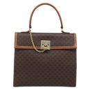 CELINE Macadam Canvas Hand Bag PVC Leather Brown Gold Auth mr2642-13