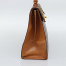 CELINE Macadam Canvas Hand Bag PVC Leather Brown Gold Auth mr2642-3