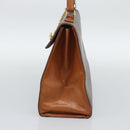CELINE Macadam Canvas Hand Bag PVC Leather Brown Gold Auth mr2642-4