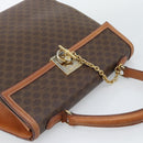 CELINE Macadam Canvas Hand Bag PVC Leather Brown Gold Auth mr2642-6