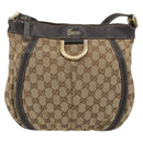 GUCCI GG Canvas Shoulder Bag Beige Gold 203257 Auth mr2643-13