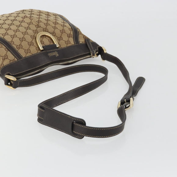 GUCCI GG Canvas Shoulder Bag Beige Gold 203257 Auth mr2643