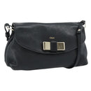 Chloe Shoulder Bag Leather Black Gold Auth mr2644-1