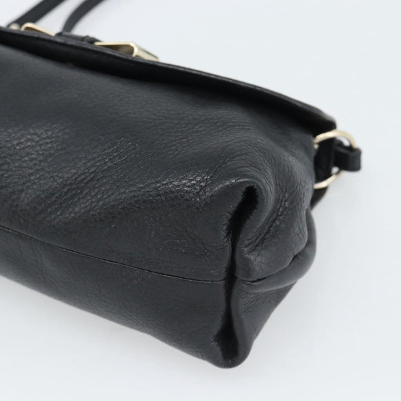 Chloe Shoulder Bag Leather Black Gold Auth mr2644
