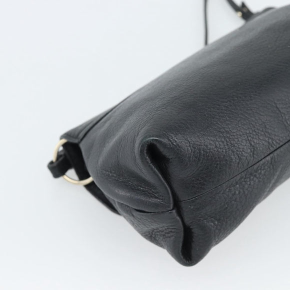 Chloe Shoulder Bag Leather Black Gold Auth mr2644