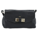 Chloe Shoulder Bag Leather Black Gold Auth mr2644-2