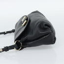 Chloe Shoulder Bag Leather Black Gold Auth mr2644-4