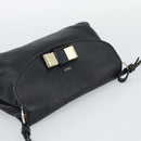 Chloe Shoulder Bag Leather Black Gold Auth mr2644-6