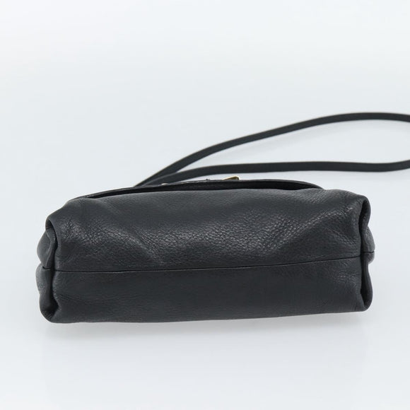 Chloe Shoulder Bag Leather Black Gold Auth mr2644