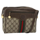 GUCCI GG Supreme Web Sherry Line Bag PVC Beige Gold 00 156 0852 Auth mr2646-1