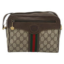 GUCCI GG Supreme Web Sherry Line Bag PVC Beige Gold 00 156 0852 Auth mr2646-13