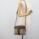 GUCCI GG Supreme Web Sherry Line Bag PVC Beige Gold 00 156 0852 Auth mr2646-23