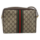 GUCCI GG Supreme Web Sherry Line Bag PVC Beige Gold 00 156 0852 Auth mr2646-2