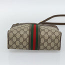 GUCCI GG Supreme Web Sherry Line Bag PVC Beige Gold 00 156 0852 Auth mr2646-5