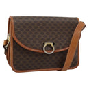CELINE Macadam Shoulder Bag PVC Leather Brown Gold Auth mr2647-1