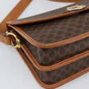 CELINE Macadam Shoulder Bag PVC Leather Brown Gold Auth mr2647-14