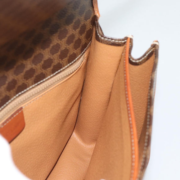 CELINE Macadam Shoulder Bag PVC Leather Brown Gold Auth mr2647