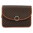 CELINE Macadam Shoulder Bag PVC Leather Brown Gold Auth mr2647-13