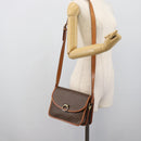 CELINE Macadam Shoulder Bag PVC Leather Brown Gold Auth mr2647-24