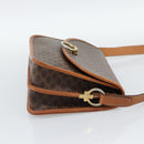 CELINE Macadam Shoulder Bag PVC Leather Brown Gold Auth mr2647-4