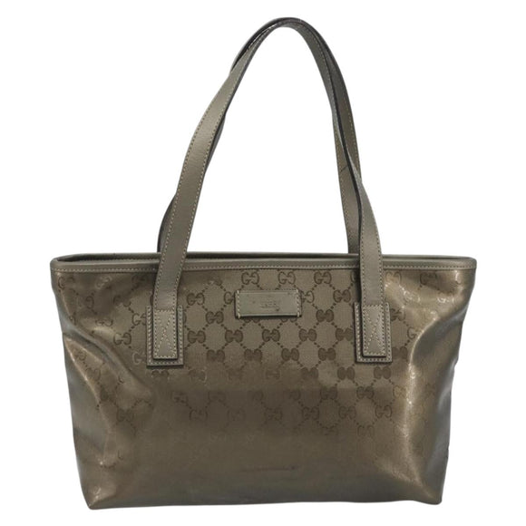 GUCCI GG Implementation Tote Bag PVC Bronze Silver 211133 Auth mr2649