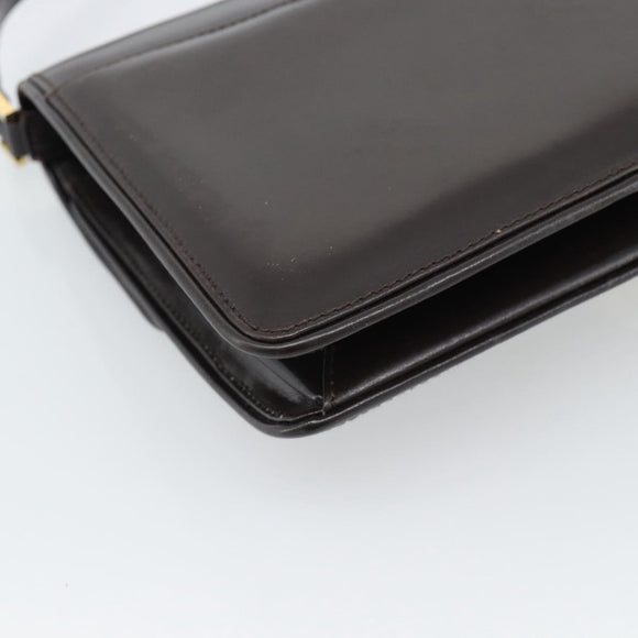 GUCCI Shoulder Bag Leather Brown Gold Auth mr2650