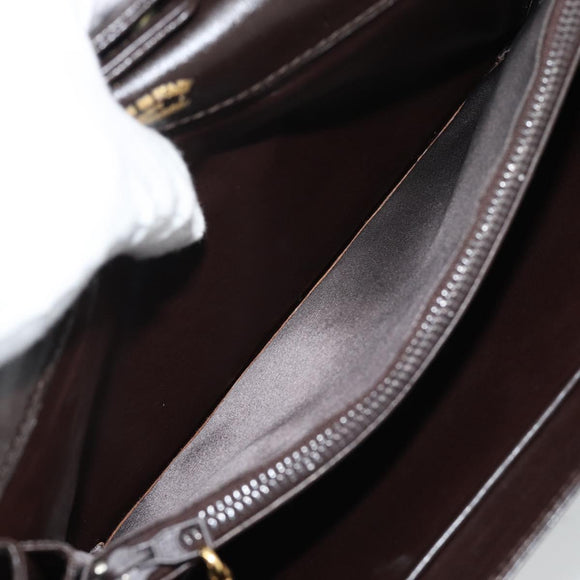 GUCCI Shoulder Bag Leather Brown Gold Auth mr2650