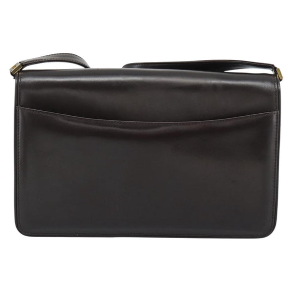 GUCCI Shoulder Bag Leather Brown Gold Auth mr2650