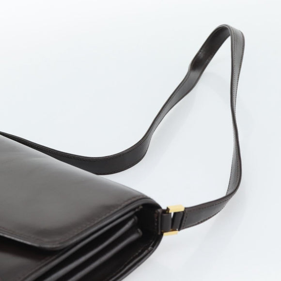 GUCCI Shoulder Bag Leather Brown Gold Auth mr2650