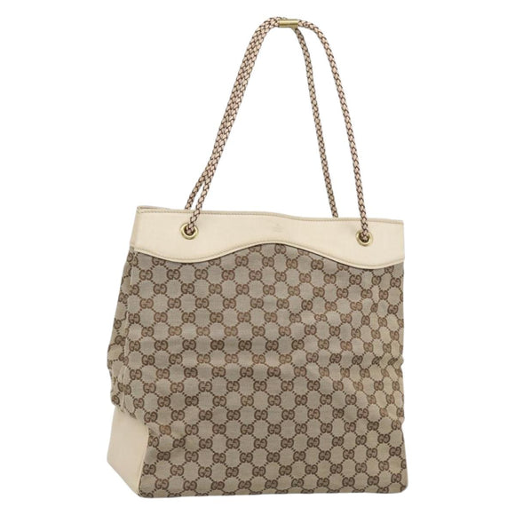 GUCCI GG Canvas Tote Bag Beige Gold 109141 Auth mr2652
