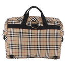BURBERRY Hand Bag Canvas 3way Beige Gold Auth mr2653-2