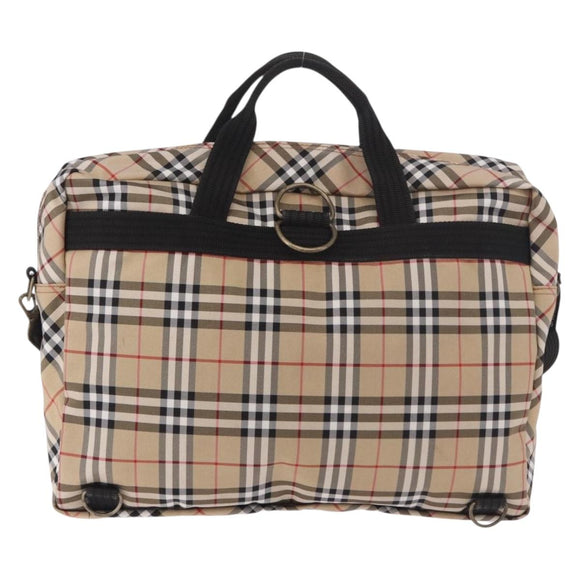 BURBERRY Hand Bag Canvas 3way Beige Gold Auth mr2653