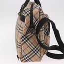 BURBERRY Hand Bag Canvas 3way Beige Gold Auth mr2653-4