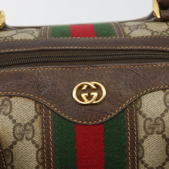 GUCCI GG Supreme Web Sherry Line Bag PVC Beige Gold 002 40 0168 Auth mr2654