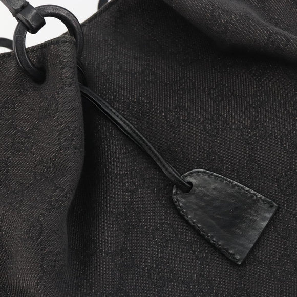 GUCCI GG Canvas Tote Bag Denim Black Silver 101919 Auth mr2655