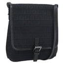 FENDI Zucchino Canvas Shoulder Bag Black Silver Auth mr2656-1