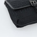 FENDI Zucchino Canvas Shoulder Bag Black Silver Auth mr2656-11