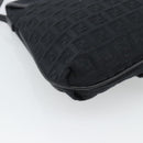 FENDI Zucchino Canvas Shoulder Bag Black Silver Auth mr2656-13