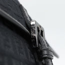 FENDI Zucchino Canvas Shoulder Bag Black Silver Auth mr2656-14
