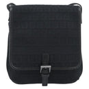FENDI Zucchino Canvas Shoulder Bag Black Silver Auth mr2656-2