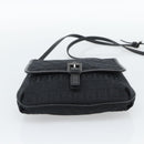 FENDI Zucchino Canvas Shoulder Bag Black Silver Auth mr2656-9