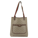 GUCCI GG Supreme Web Sherry Line Tote Bag PVC Beige Gold 40 02 003 Auth mr2657-2