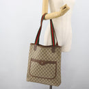 GUCCI GG Supreme Web Sherry Line Tote Bag PVC Beige Gold 40 02 003 Auth mr2657-20