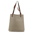 GUCCI GG Supreme Web Sherry Line Tote Bag PVC Beige Gold 40 02 003 Auth mr2657-3