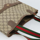 GUCCI GG Supreme Web Sherry Line Tote Bag PVC Beige Gold 40 02 003 Auth mr2657-6
