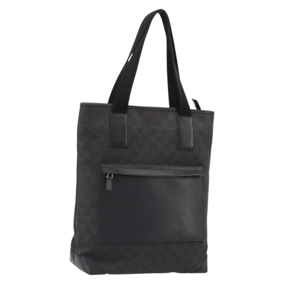 GUCCI GG Canvas Tote Bag Denim Black Silver 180450 Auth mr2658