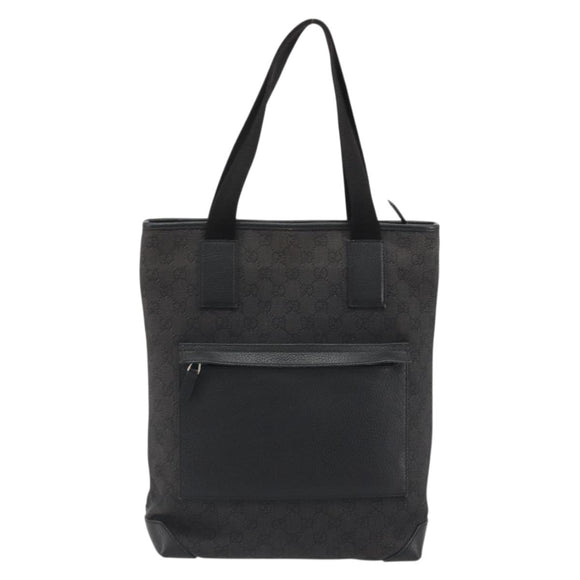 GUCCI GG Canvas Tote Bag Denim Black Silver 180450 Auth mr2658