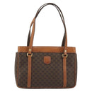 CELINE Macadam Canvas Hand Bag PVC Leather Brown Gold Auth mr2661-2